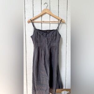 Brandy Melville John Galt Dark Gray Blue Midi Linen Sun Dress